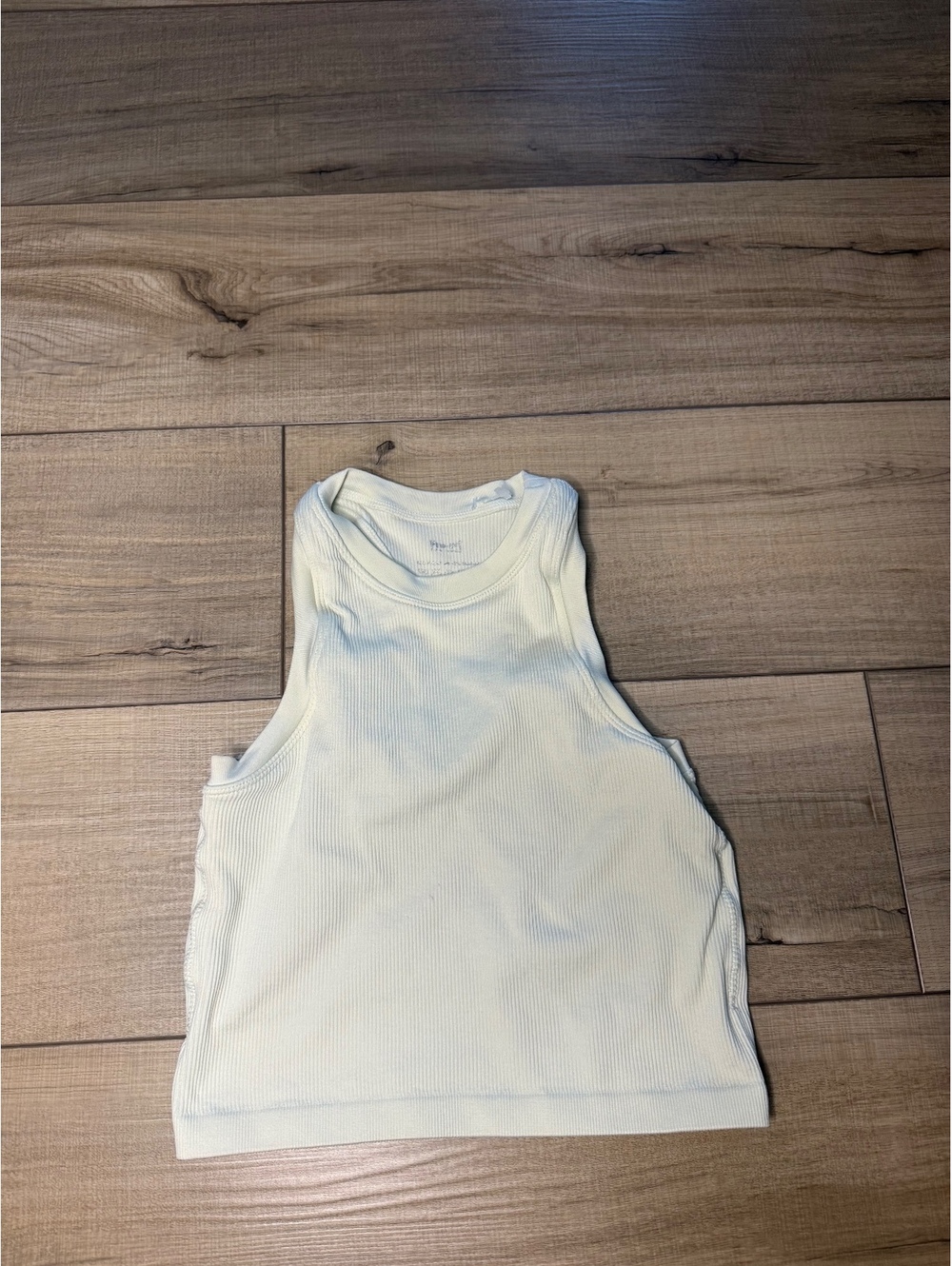 Pro-Fit Ribbed Racerback Crop Tank Small Ivory Seamless Workout Yoga